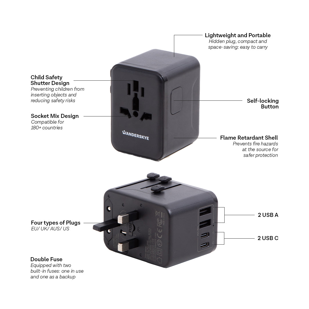 2 USB + 2 Type C Travel Adaptor