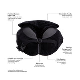 Max Memory Foam Neck Pillow Plus with Removable Hoodie & Built-in Earplugs