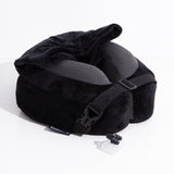 Max Memory Foam Neck Pillow Plus with Removable Hoodie & Built-in Earplugs