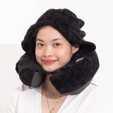 Max Memory Foam Neck Pillow Plus with Removable Hoodie & Built-in Earplugs