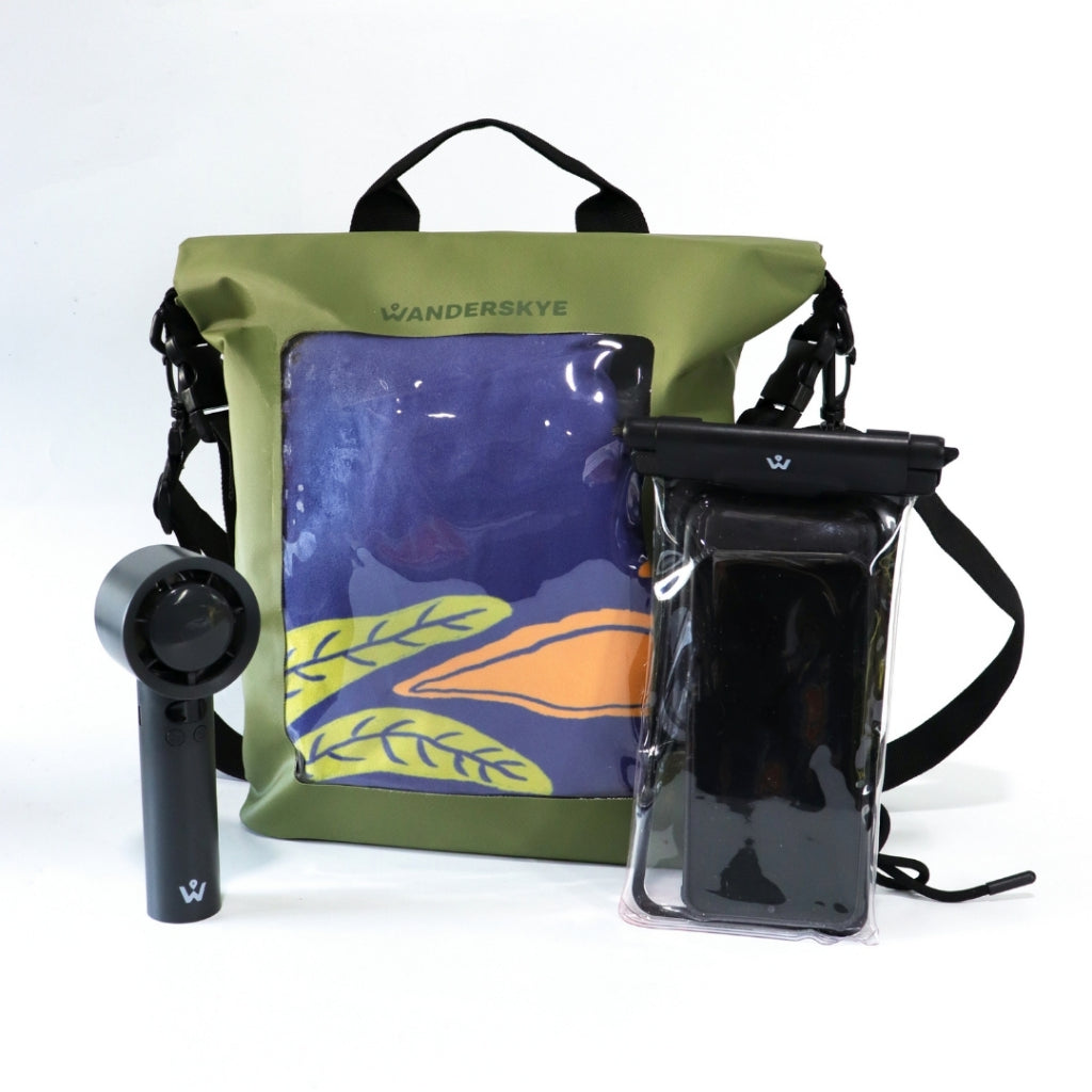 Travel Bundle Waterproof Phone Sleeve + Waterproof Bag + Fan (Summer Beach & Outdoor)